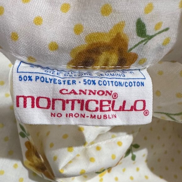 Vintage Cannon Monticello Pillowcases Yellow Rose Polka Dot Set of 2 No-Iron Mus - Picture 2 of 8
